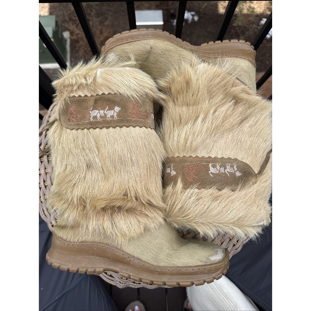 Winna Italian Leather Faux Fur Dog Sled Suede Boots Women US 9 40 EU Made Italy